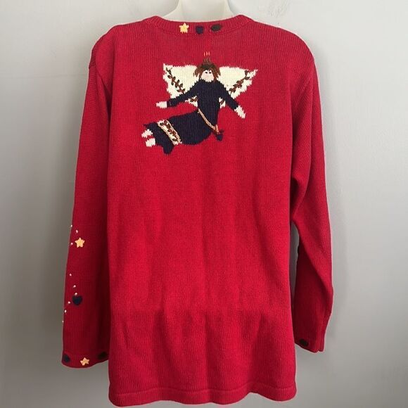 The Quacker Factory Women’s M Believe in Angels Red holiday Christmas Sweater - Picture 12 of 16